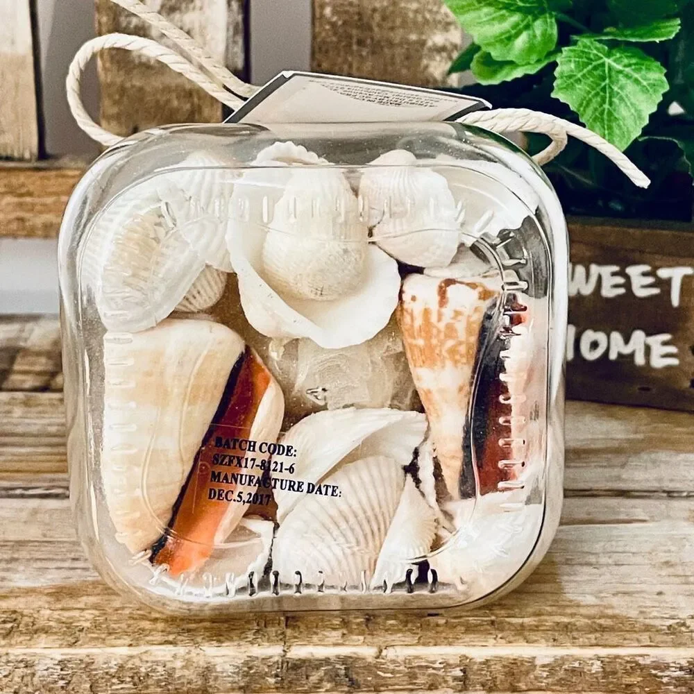 NWT GC Naturals VANILLA COCONUT scented seashells Decorative Glass Aroma Jar